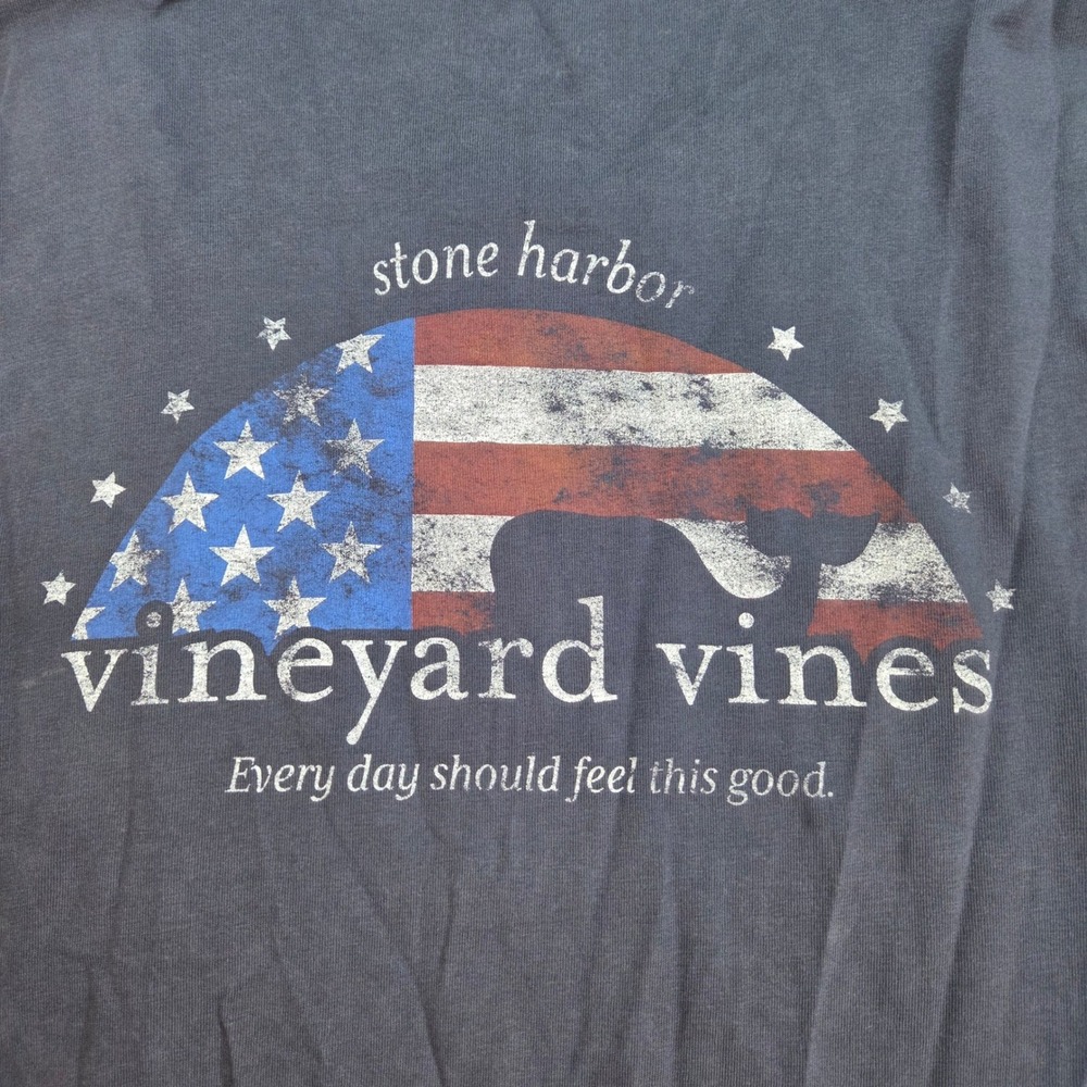 Vineyard Vines Long Sleeve T-Shirt Mens XL Patriotic American Flag Whale Navy - Picture 6 of 6